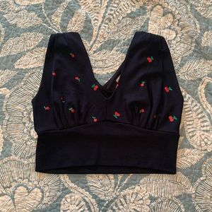 UV Navy w/ Cherries Crop Top